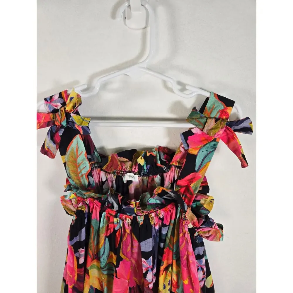 NEXT Girls Tropical Strappy Frill Tiered Skirt Dress. Size 7